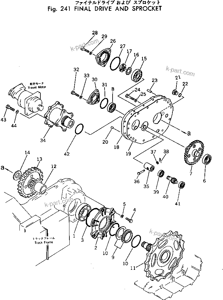 Komatsu parts book diagram for PC30-1 S/N 1001-UP: FINAL DRIVE AND SPROCKET