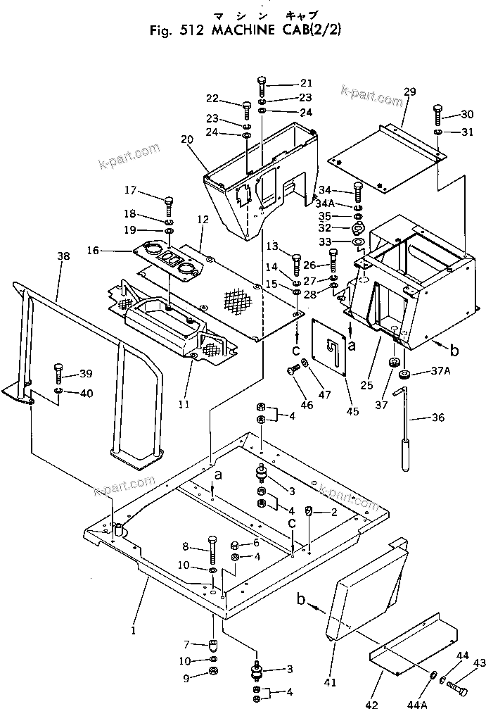 Komatsu parts book diagram for PC30-1 S/N 1001-UP: MACHINE CAB (2/2)