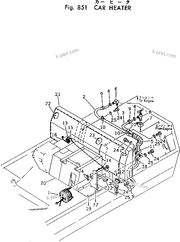 Komatsu parts book diagram for PC30-1 S/N 1001-UP: CAR HEATER