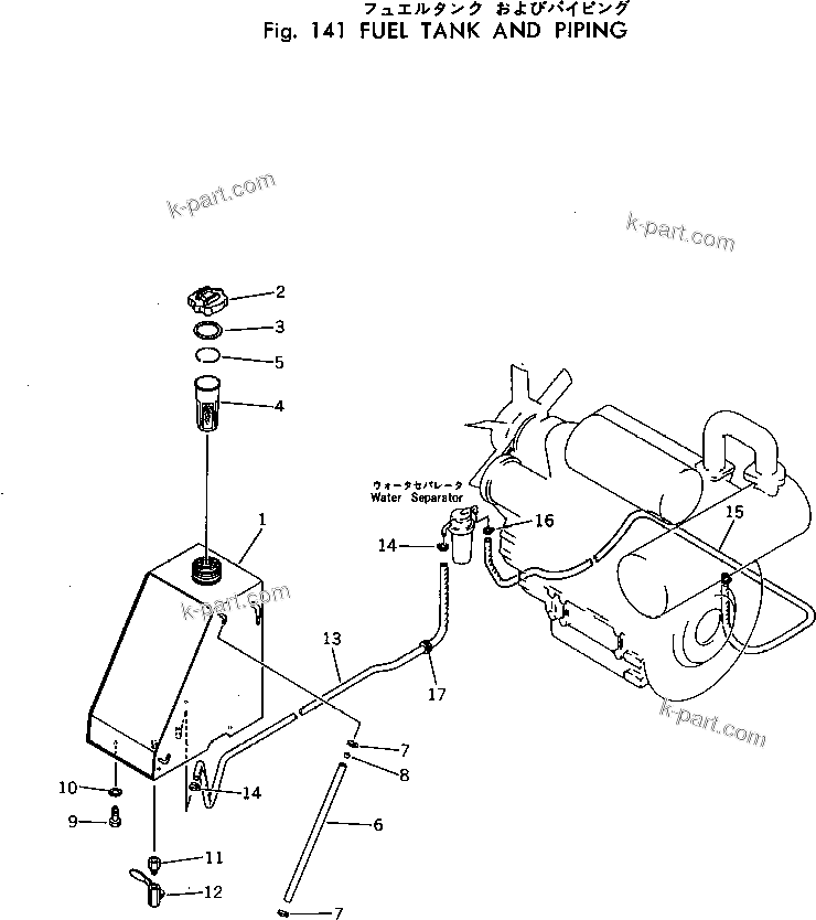 Komatsu parts book diagram for PC30-3 S/N 2601-UP: FUEL TANK AND PIPING
