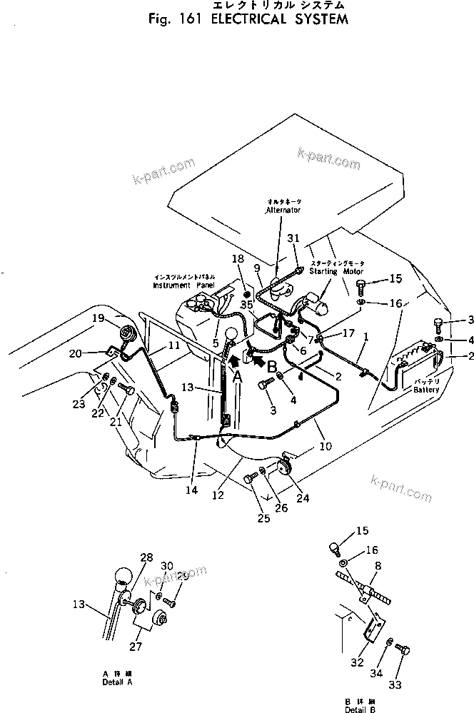 Komatsu parts book diagram for PC30-3 S/N 2601-UP: ELECTRICAL SYSTEM