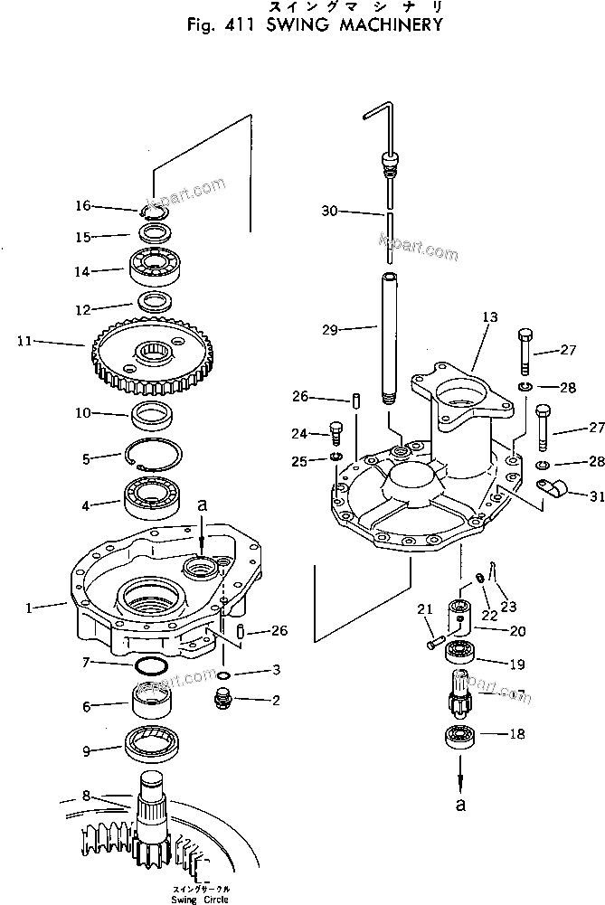 Komatsu parts book diagram for PC30-3 S/N 2601-UP: SWING MACHINERY