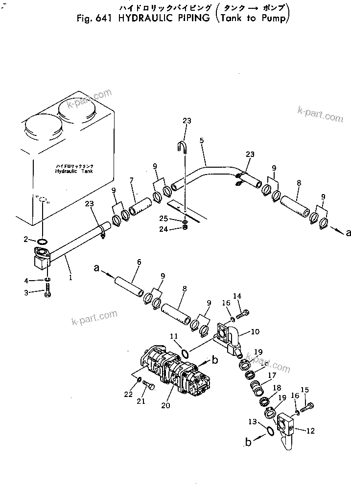 Komatsu parts book diagram for PC30-3 S/N 2601-UP: HYDRAULIC PIPING (TANK TO PUMP)