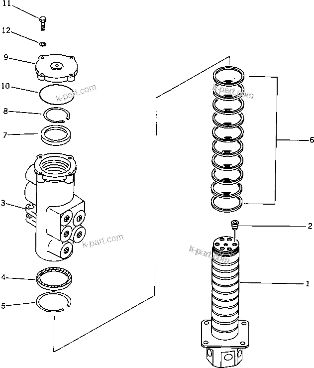 Komatsu parts book diagram for PC30-6 S/N 10001-UP: SWIVEL JOINT (FOR POWER TILT MECHANICAL ANGLE DOZER)(#13025-)