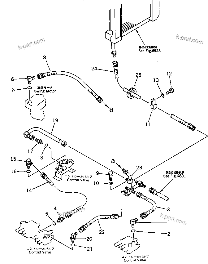 Komatsu parts book diagram for PC30-6 S/N 10001-UP: HYDRAULIC PIPING (RETURN) (FOR BREAKER)