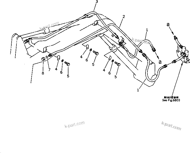 Komatsu parts book diagram for PC30-6 S/N 10001-UP: HYDRAULIC PIPING (ATTACHMENT LINE)