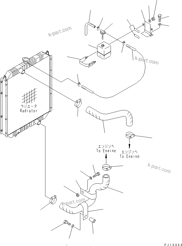 Komatsu parts book diagram for PC300-6Z S/N 30001-UP: COOLING (RADIATOR PIPING)(#34110-)