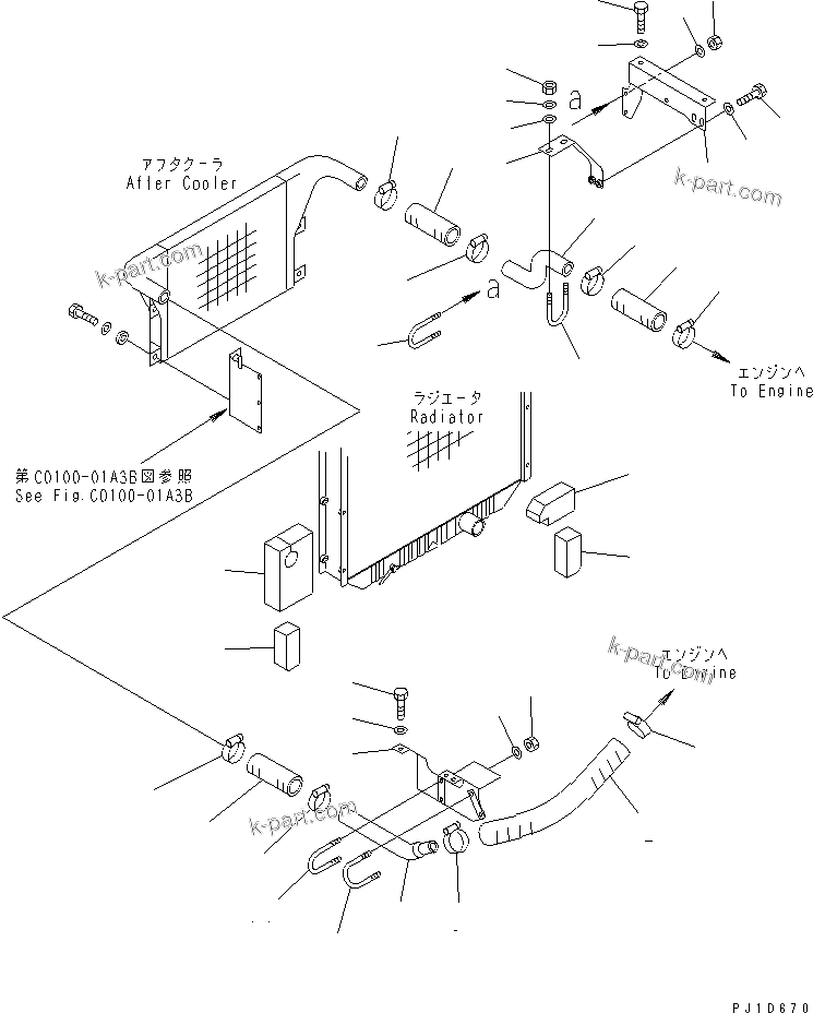 Komatsu parts book diagram for PC300-6Z S/N 30001-UP: COOLING (AFTER COOLER AND AIR COOLER) (COLD WEATHER A SPEC.)(#34110-)