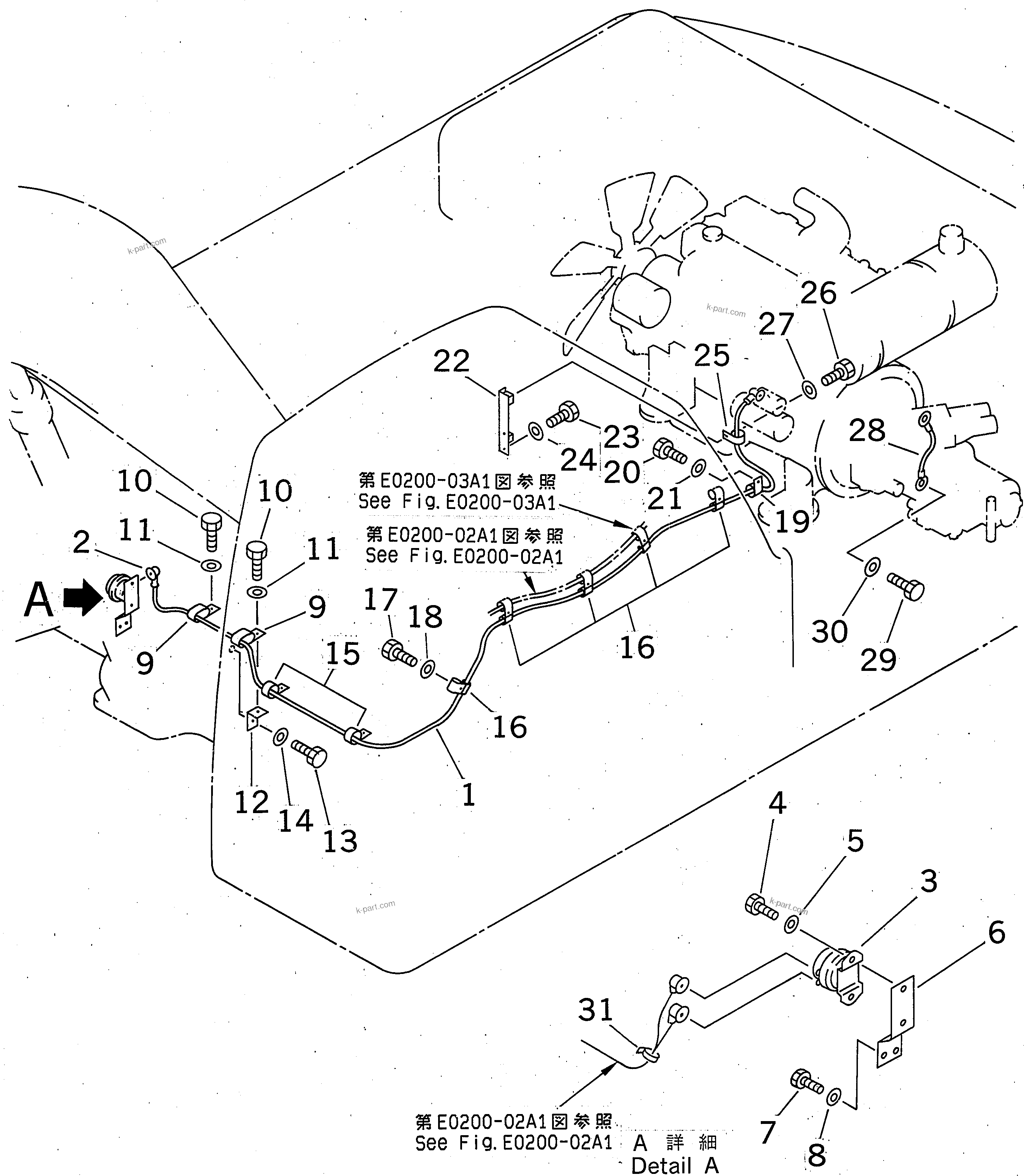 Komatsu parts book diagram for PC300-6Z S/N 30001-UP: WIRING (STARTING HARNESS)(#30139-32999)
