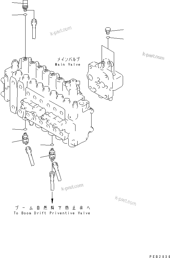 Komatsu parts book diagram for PC300-6Z S/N 30001-UP: MAIN VALVE (PLUG) (1 ACTUATOR)(#30139-32999)