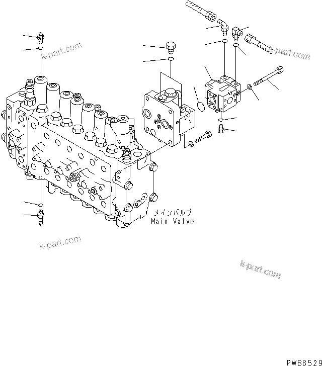 Komatsu parts book diagram for PC300-6Z S/N 30001-UP: MAIN VALVE (PLUG) (1 ACTUATOR)(#33001-)