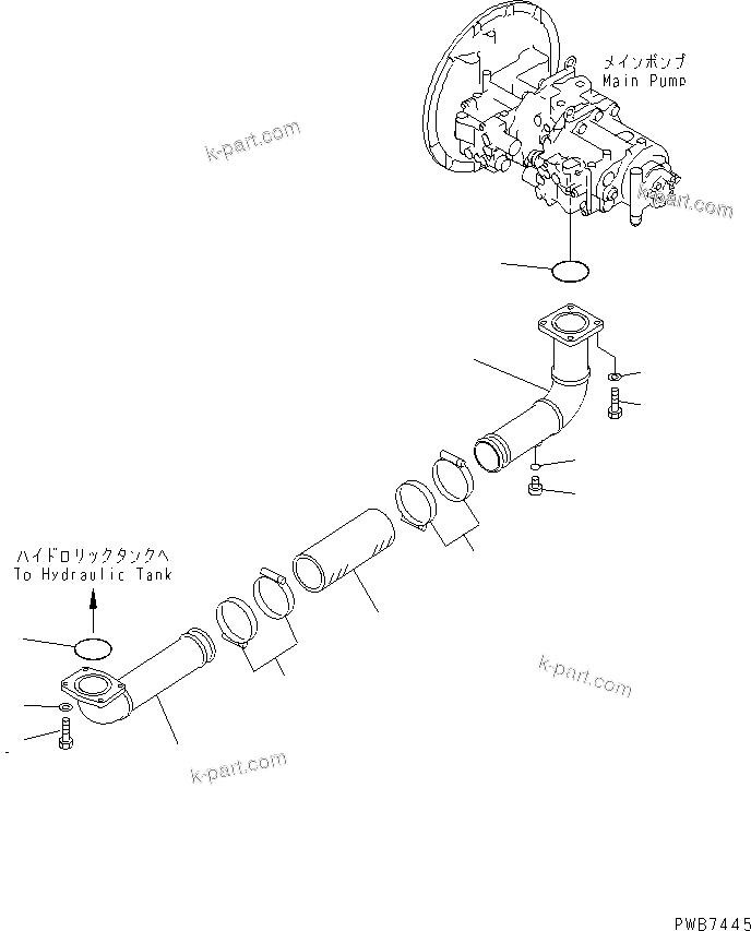 Komatsu parts book diagram for PC300-6Z S/N 30001-UP: SUCTION LINE(#33001-)