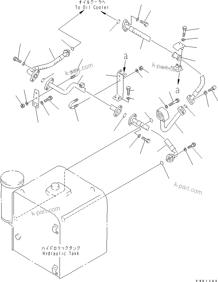 Komatsu parts book diagram for PC300-6Z S/N 30001-UP: OIL COOLER LINES