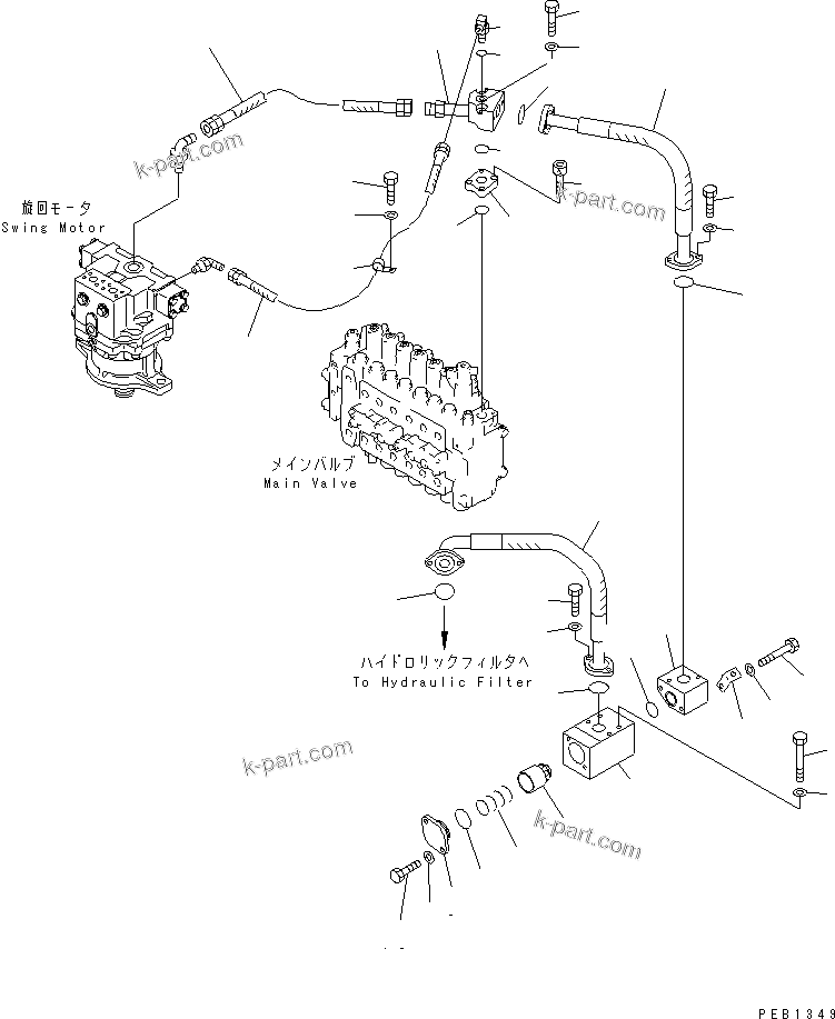 Komatsu parts book diagram for PC300-6Z S/N 30001-UP: RETURN LINES(#30001-32999)