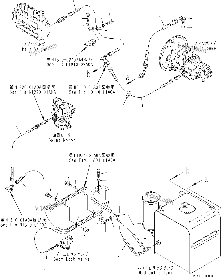 Komatsu parts book diagram for PC300-6Z S/N 30001-UP: DRAIN LINES(#33466-)