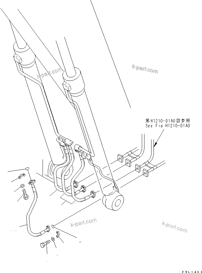Komatsu parts book diagram for PC300-6Z S/N 30001-UP: BOOM LINE (VALVE BOOM HOSE)