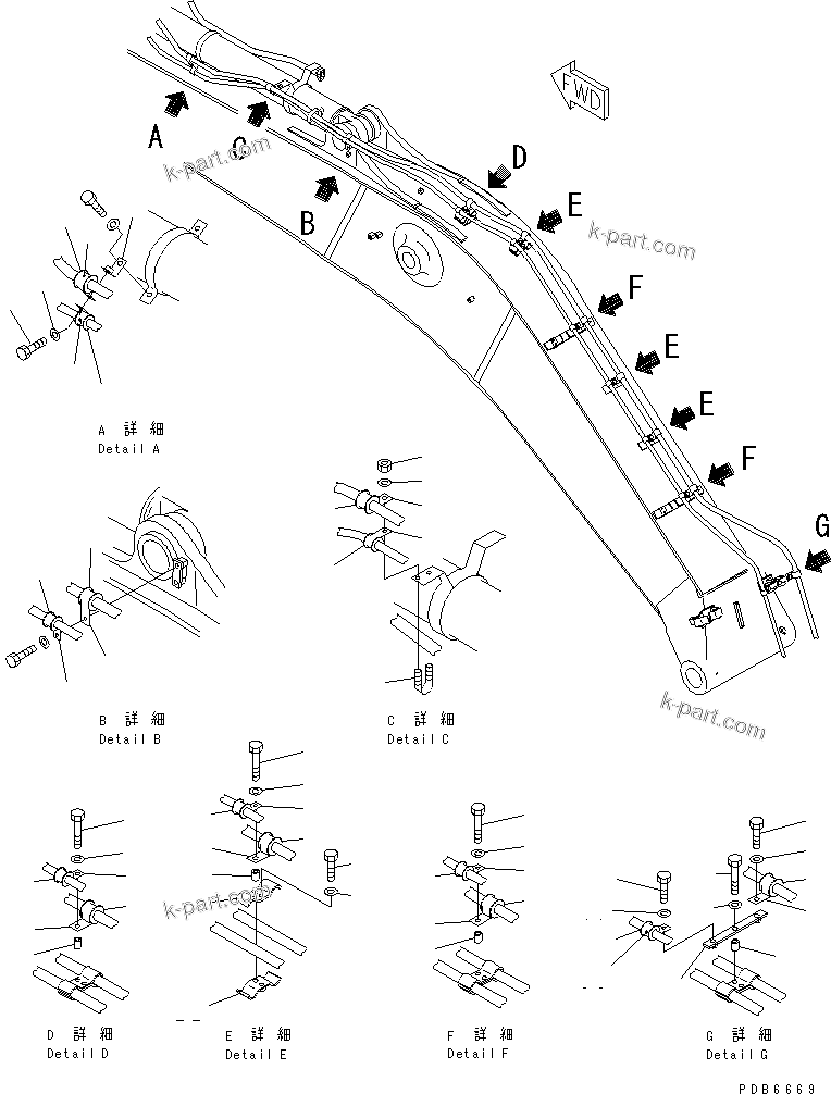 Komatsu parts book diagram for PC300-6Z S/N 30001-UP: DRIFT PRIVENTIVE (BOOM AND ARM) (LOCK VALVE CLAMP)(#30638-)