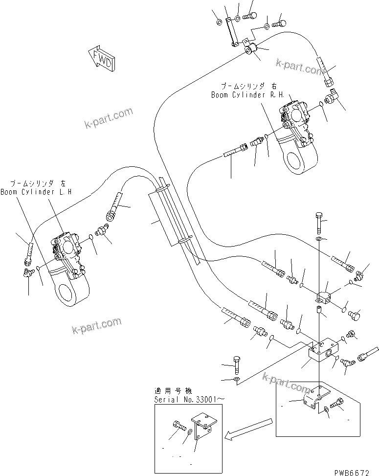 Komatsu parts book diagram for PC300-6Z S/N 30001-UP: BOOM BURST VALVE(#30850-)