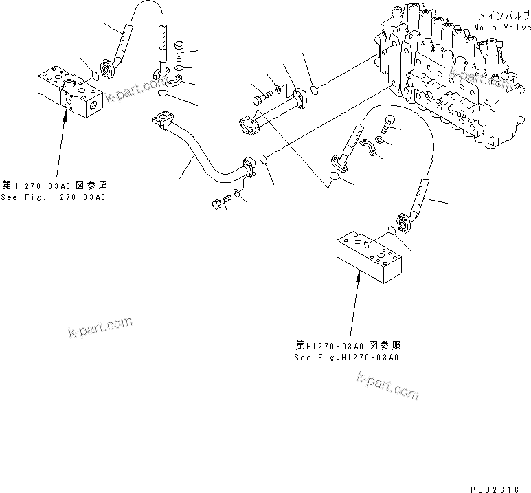 Komatsu parts book diagram for PC300-6Z S/N 30001-UP: ATTACHMENT LINE (VALVE SIDE)