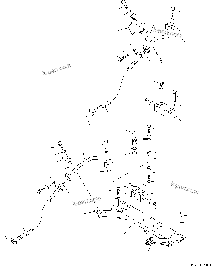 Komatsu parts book diagram for PC300-6Z S/N 30001-UP: ATTACHMENT LINE (2 ACTUATOR) (CROSS VALVE AND BRACKET)(#34222-)