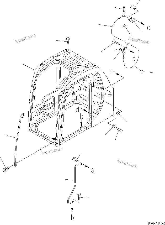 Komatsu parts book diagram for PC300-6Z S/N 30001-UP: OPERATOR'S CAB (CAB ? GRIP AND OPEN LOCK) (FOR GUARD)(#30001-32999)