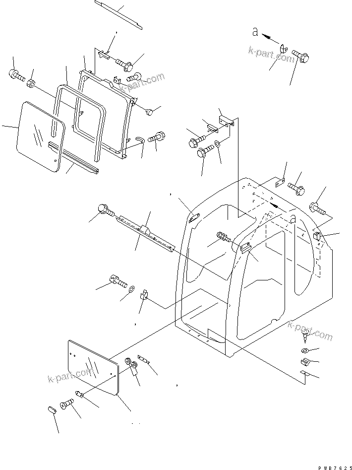 Komatsu parts book diagram for PC300-6Z S/N 30001-UP: OPERATOR'S CAB (FRONT WINDOW) (FOR SEE THROUGH ROOF)(#33001-)