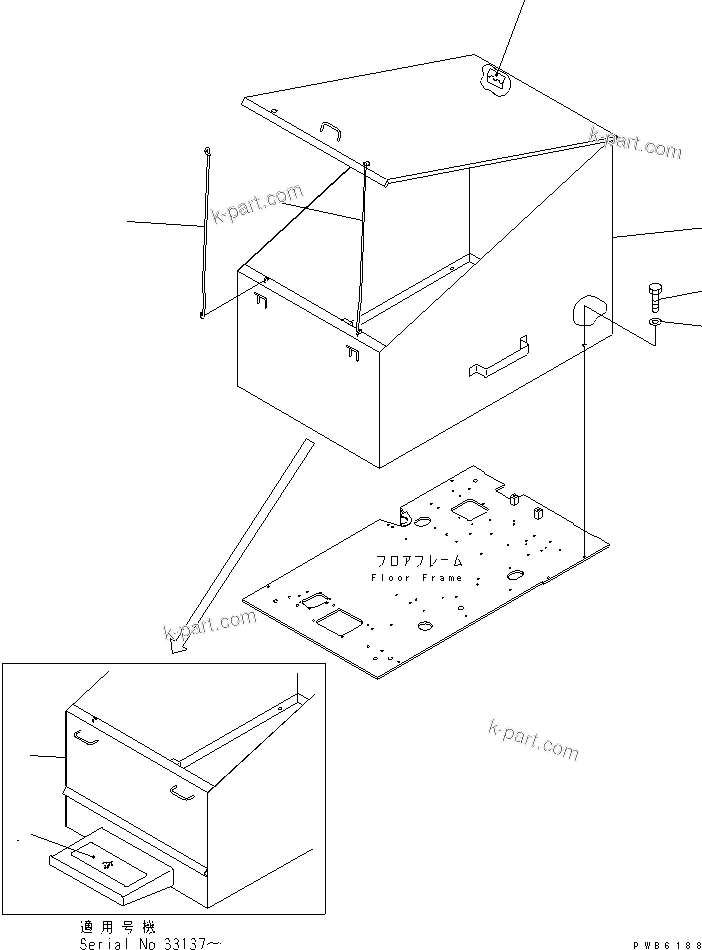Komatsu parts book diagram for PC300-6Z S/N 30001-UP: FLOOR FRAME COVER