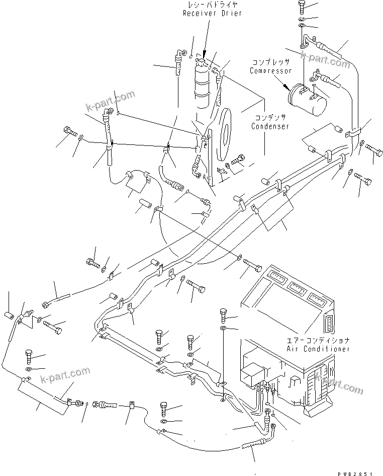 Komatsu parts book diagram for PC300-6Z S/N 30001-UP: AIR CONDITIONER (COOLING LINES)(#30139-32999)