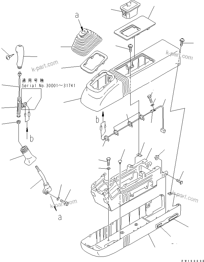 Komatsu parts book diagram for PC300-6Z S/N 30001-UP: FLOOR FRAME (LEFT STAND) (LEVER L.H. AND HARNESS)(#30638-)