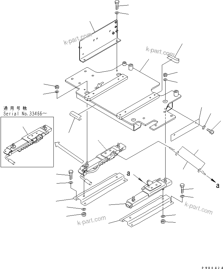 Komatsu parts book diagram for PC300-6Z S/N 30001-UP: FLOOR FRAME (LEFT STAND) (BASE)(#33001-34079)