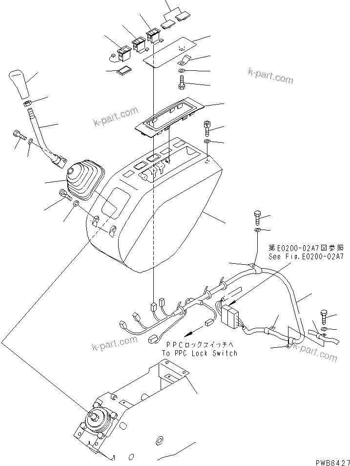 Komatsu parts book diagram for PC300-6Z S/N 30001-UP: FLOOR FRAME (LEFT STAND) (LEVER L.H. AND HARNESS)(#33001-)