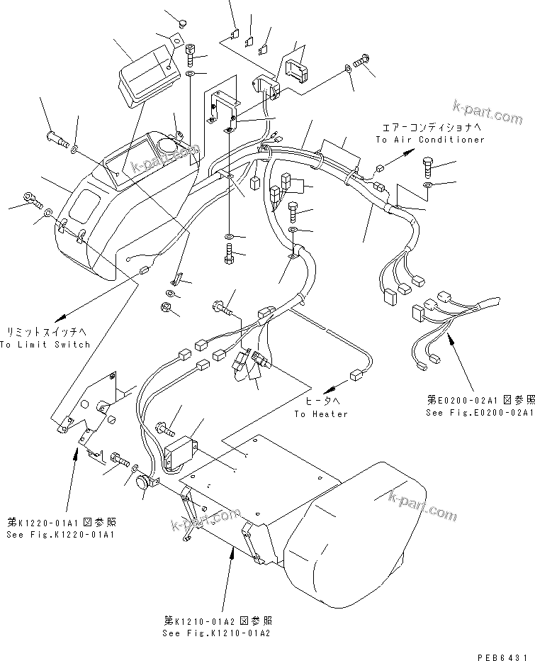 Komatsu parts book diagram for PC300-6Z S/N 30001-UP: FLOOR FRAME (RIGHT STAND) (PANEL AND HARNESS) (WITH AIR CONDITIONER)(#30638-32999)