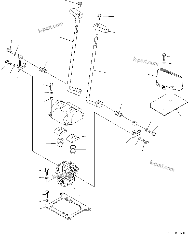 Komatsu parts book diagram for PC300-6Z S/N 30001-UP: FLOOR FRAME (TRAVEL LEVER) (1 ACTUATOR) (WIHOUT PEDAL)(#34110-)