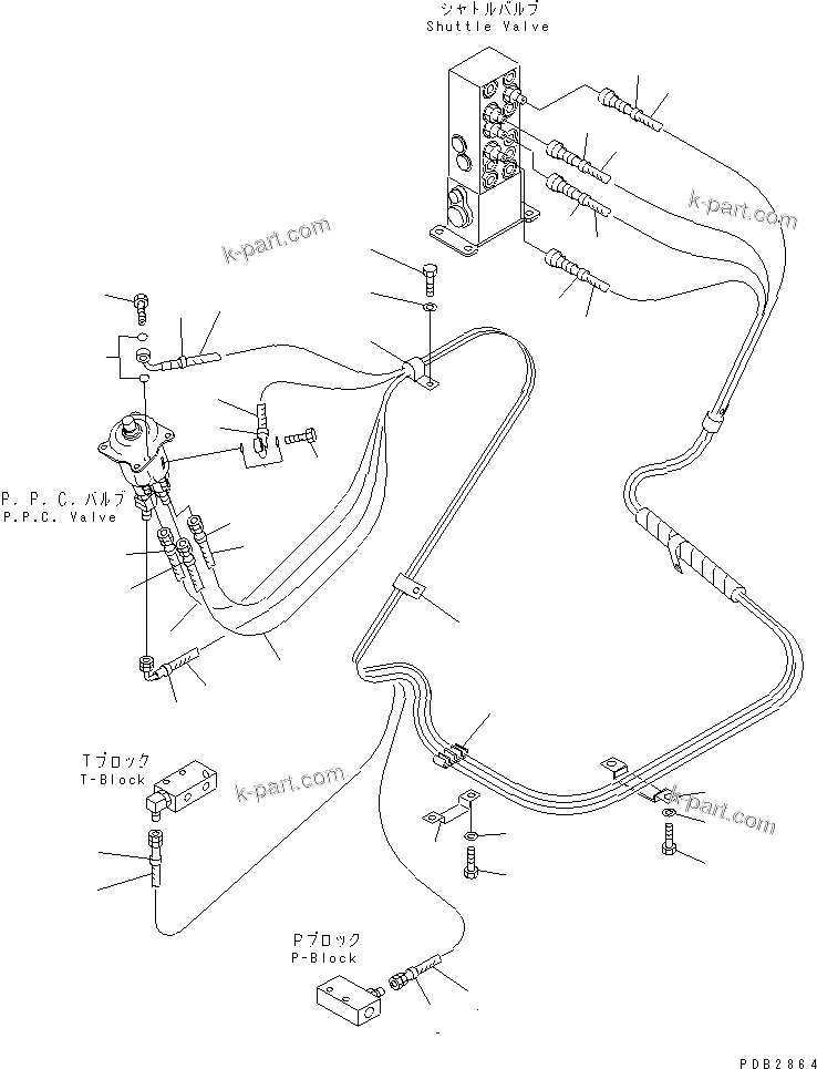 Komatsu parts book diagram for PC300-6Z S/N 30001-UP: FLOOR FRAME (PPC WORK LINE) (HOSE)(#30638-32999)