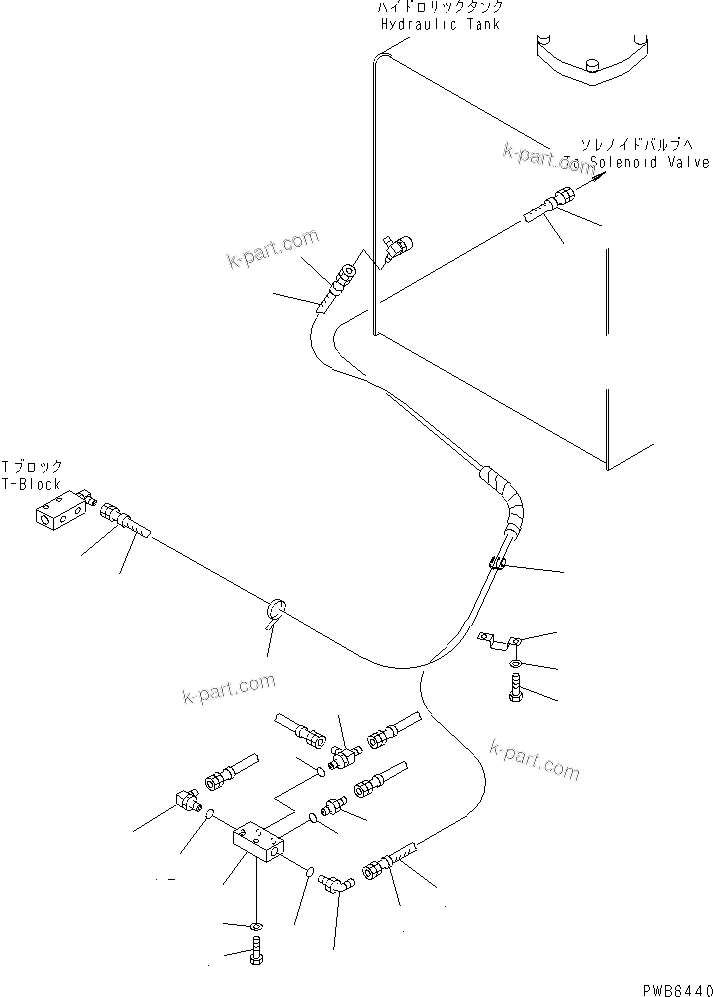 Komatsu parts book diagram for PC300-6Z S/N 30001-UP: FLOOR FRAME (PPC WORK LINE) (HOSE AND BLOCK) (1 ACTUATOR)(#33001-33465)