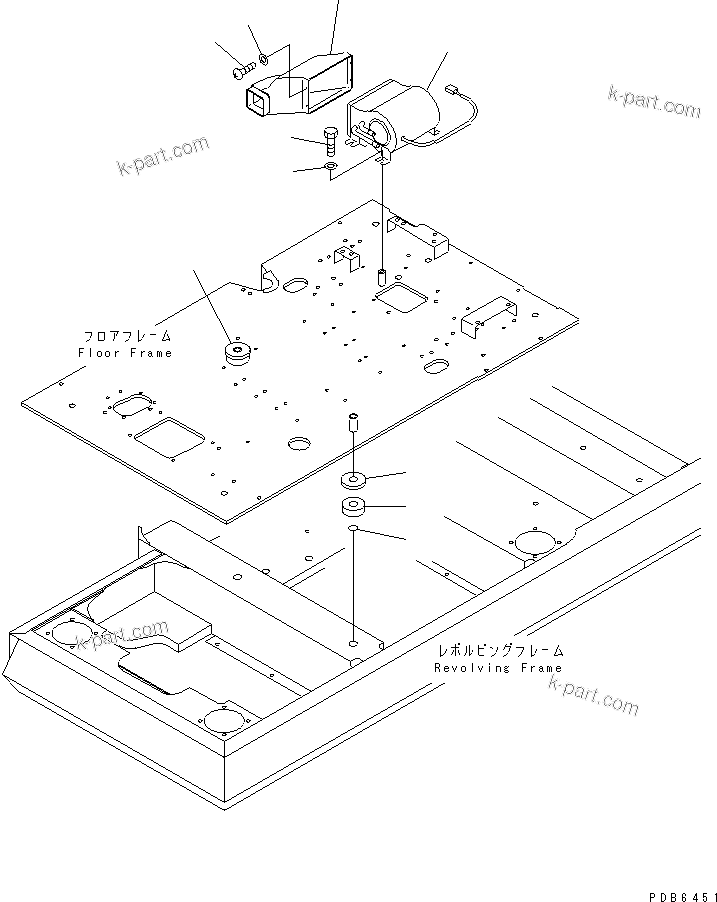 Komatsu parts book diagram for PC300-6Z S/N 30001-UP: FLOOR FRAME (HEATER AND CUSHION) (LARGE CAPACITY)(#30638-)