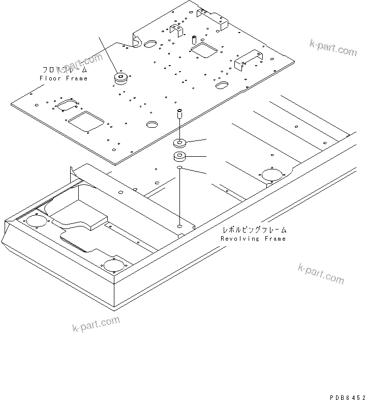 Komatsu parts book diagram for PC300-6Z S/N 30001-UP: FLOOR FRAME (CUSHION)(#30638-)