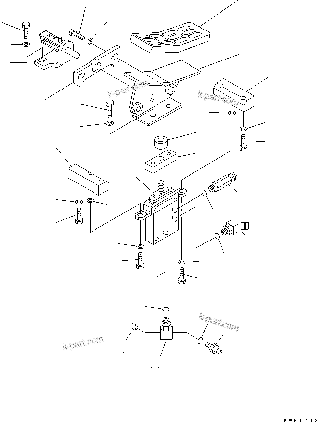 Komatsu parts book diagram for PC300-6Z S/N 30001-UP: ATTACHMENT CONTROL PEDAL (1 ACTUATOR)(#30001-30637)