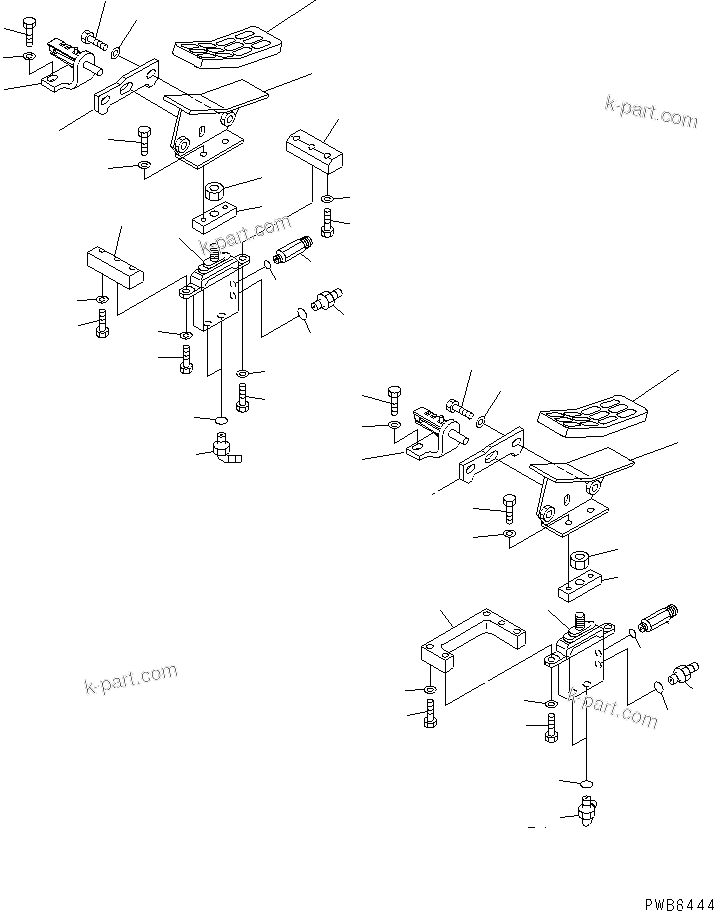 Komatsu parts book diagram for PC300-6Z S/N 30001-UP: FLOOR FRAME (ATTACHMENT CONTROL PEDAL) (2 ACTUATOR)(#33001-)