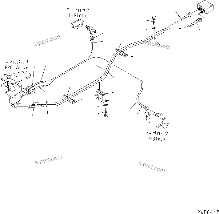 Komatsu parts book diagram for PC300-6Z S/N 30001-UP: FLOOR FRAME (ATTACHMENT PPC LINE) (PPC) (1 ACTUATOR)(#33001-33465)