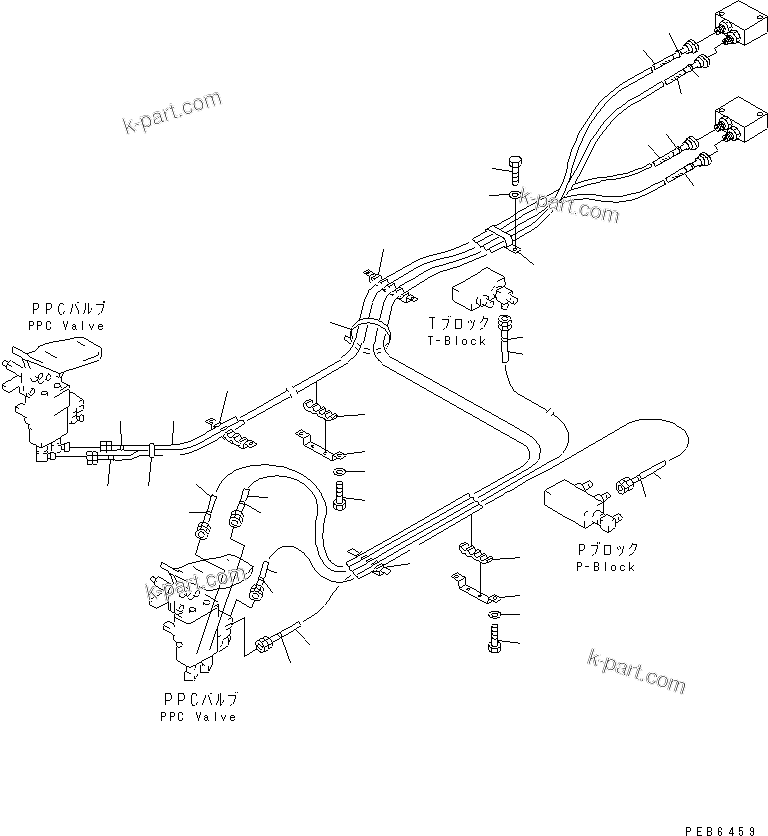 Komatsu parts book diagram for PC300-6Z S/N 30001-UP: FLOOR FRAME (ATTACHMENT PPC LINE) (PPC) (2 ACTUATOR)(#30638-32999)