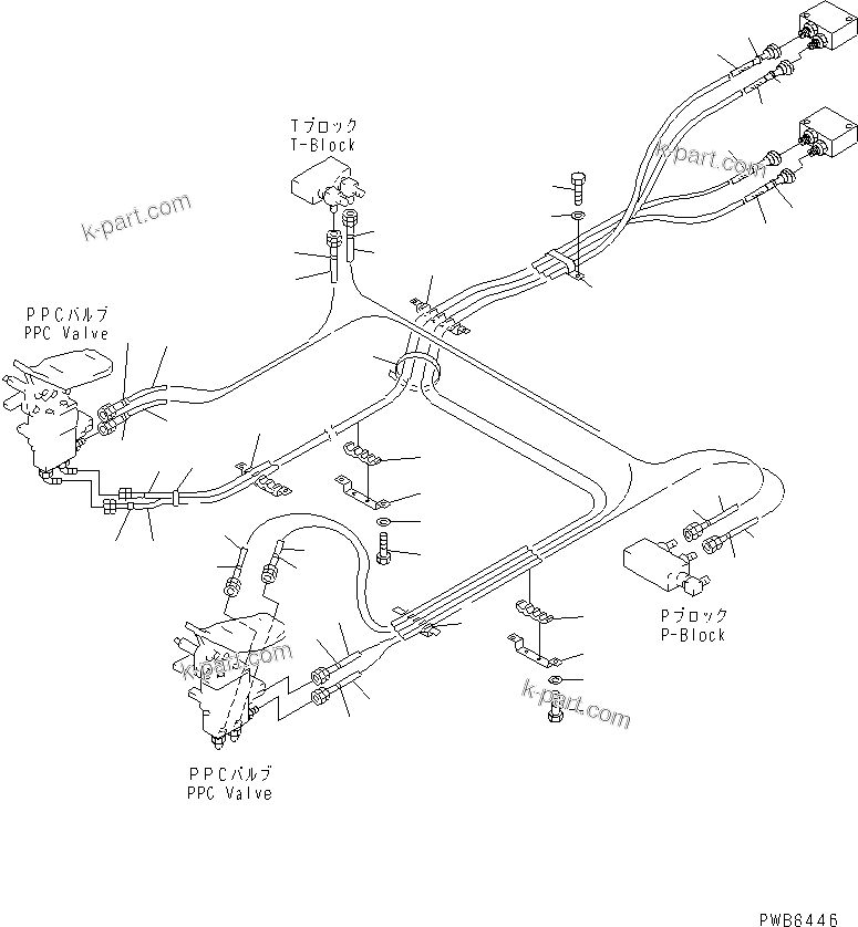 Komatsu parts book diagram for PC300-6Z S/N 30001-UP: FLOOR FRAME (ATTACHMENT PPC LINE) (PPC) (2 ACTUATOR)(#33001-33291)