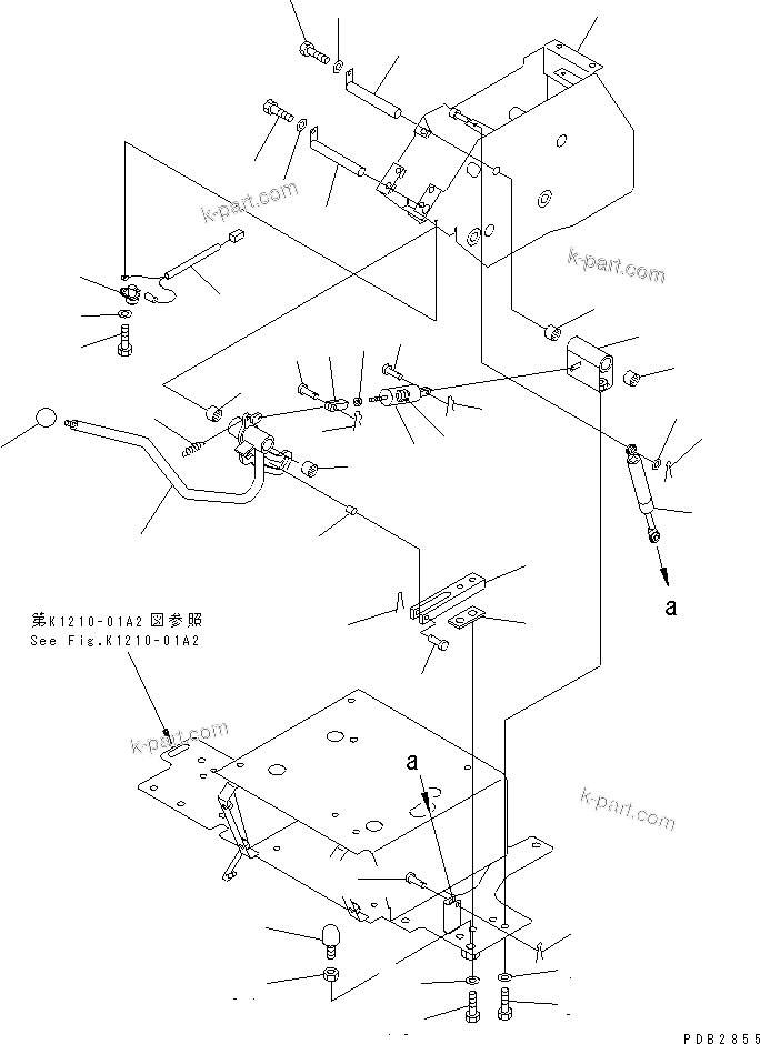 Komatsu parts book diagram for PC300-6Z S/N 30001-UP: LEFT STAND (STAND AND SAFETY LOCK LEVER)(#30139-32999)