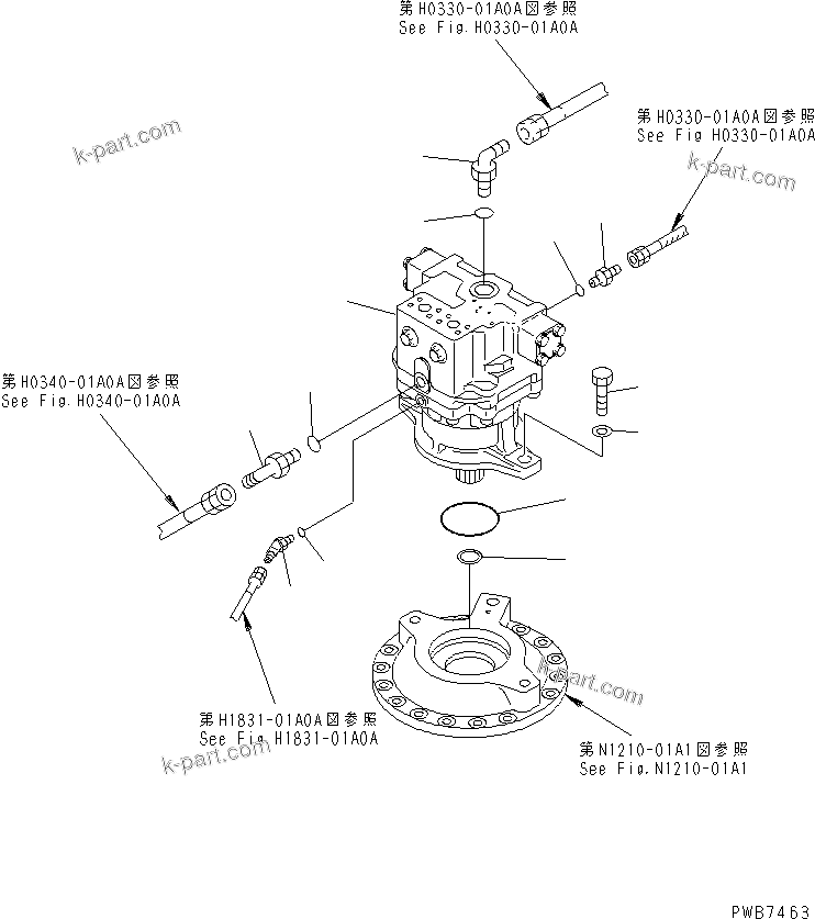 Komatsu parts book diagram for PC300-6Z S/N 30001-UP: SWING MOTOR (CONNECTING PARTS)(#33001-)