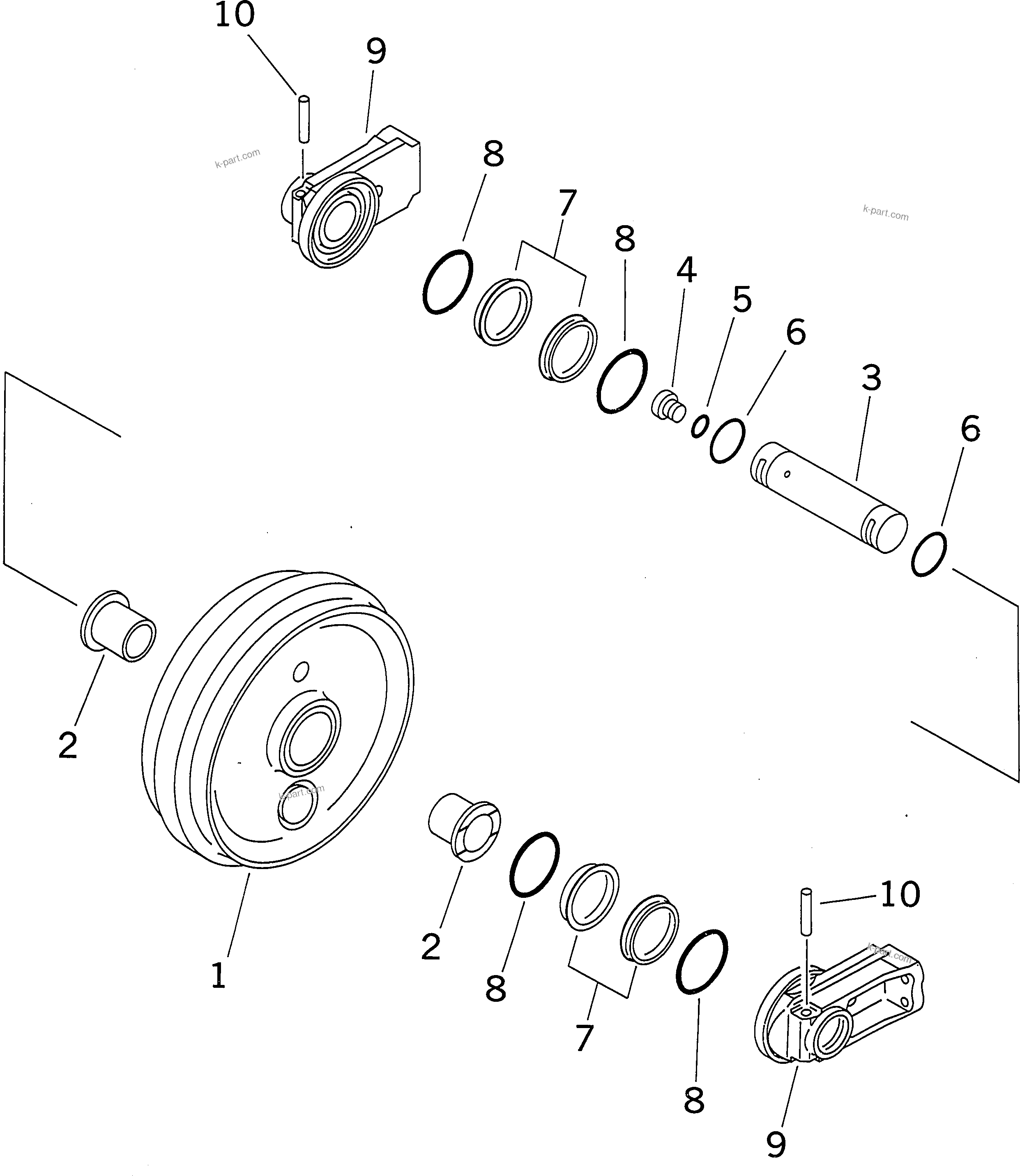 Komatsu parts book diagram for PC300-6Z S/N 30001-UP: FRONT IDLER (COLD WEATHER SPEC.)(#33001-)