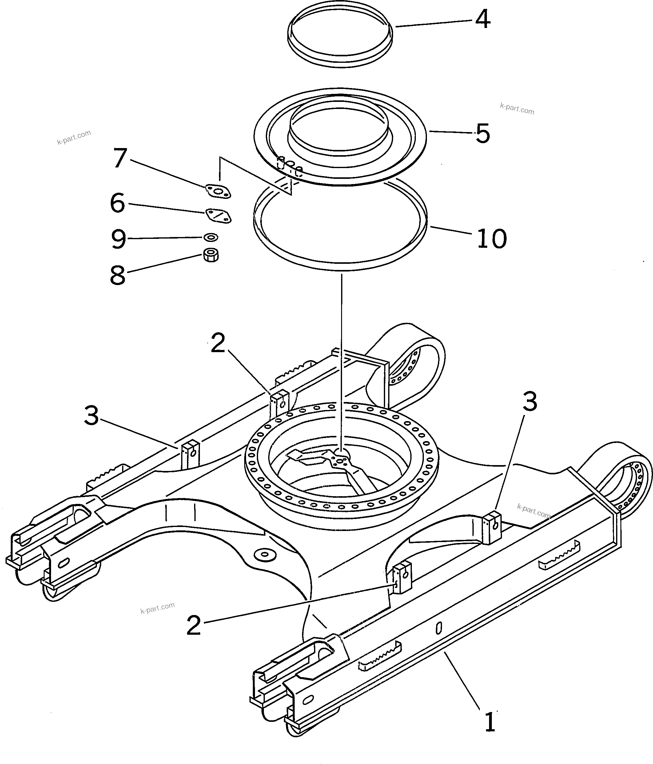 Komatsu parts book diagram for PC300-6Z S/N 30001-UP: TRACK FRAME(#30001-32999)
