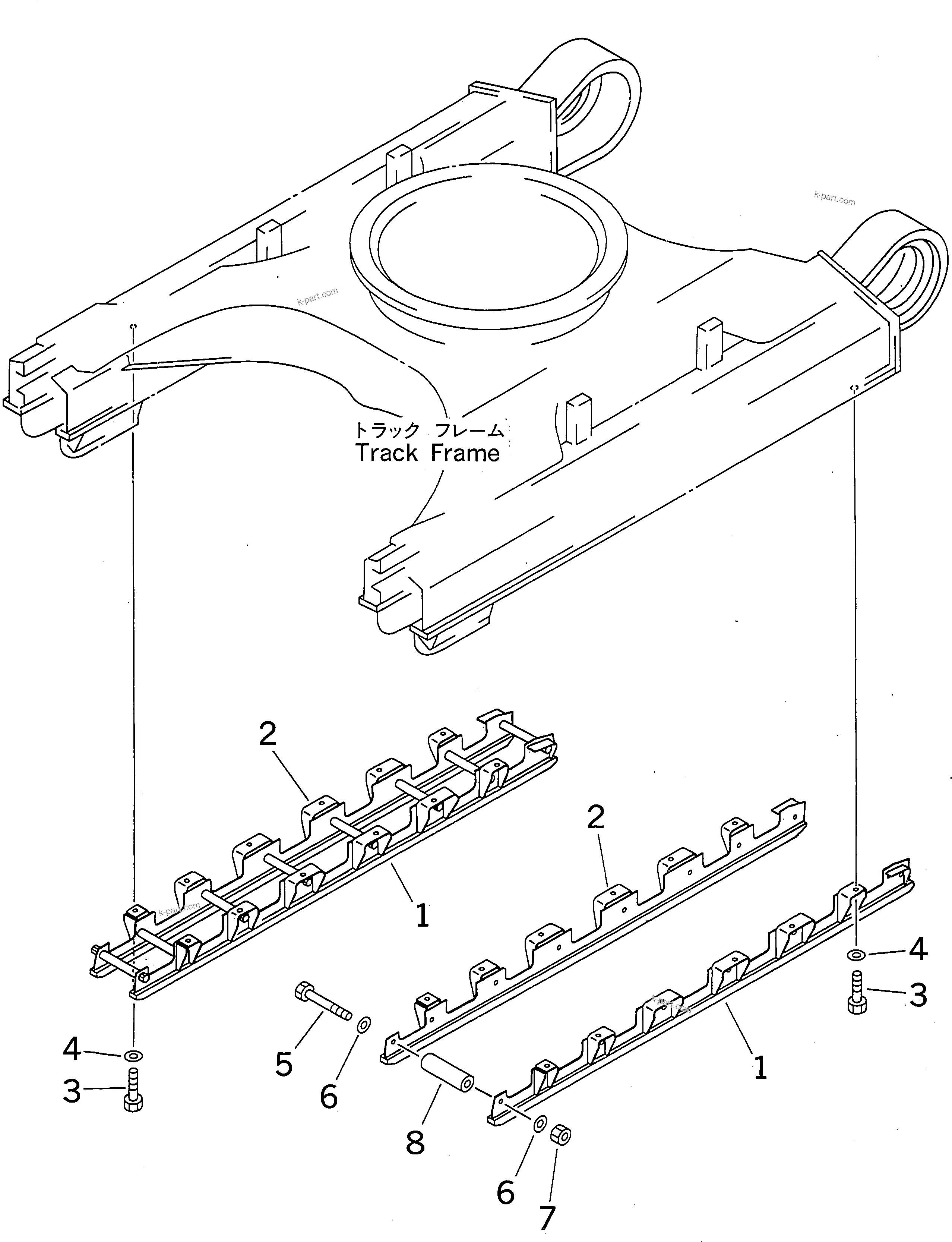 Komatsu parts book diagram for PC300-6Z S/N 30001-UP: FULL ROLLER GUARD