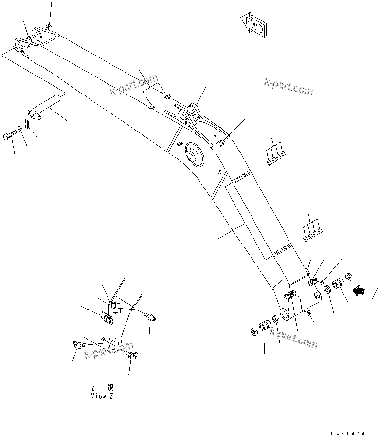 Komatsu parts book diagram for PC300-6Z S/N 30001-UP: BOOM (HEAVY DUTY) (BOOM AND TOP PIN)