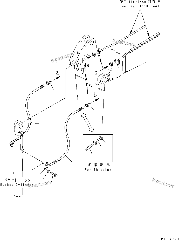 Komatsu parts book diagram for PC300-6Z S/N 30001-UP: ARM (2.55M) (BUCKET CYLINDER HOSE)