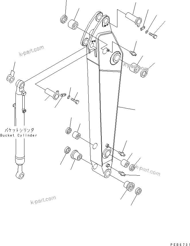 Komatsu parts book diagram for PC300-6Z S/N 30001-UP: ARM (2.55M) (ARM)